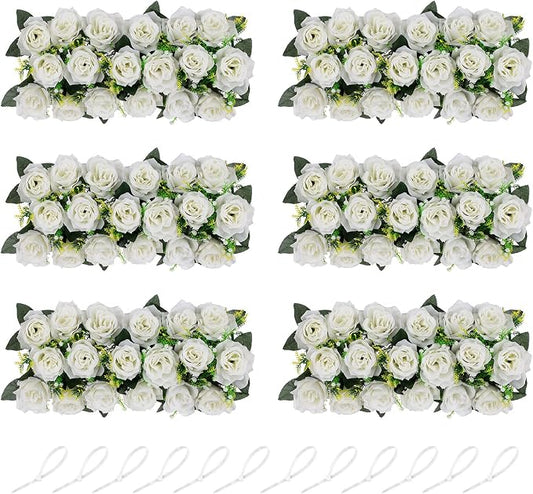 NUPTIO Wedding Floral Centerpieces for Tables - 6 Pcs 19.6in Long Spring Flower Arrangements Artificial Centerpiece, Elegant White Fake Rose Flowers Arrangement for Party Weddings Dining Table