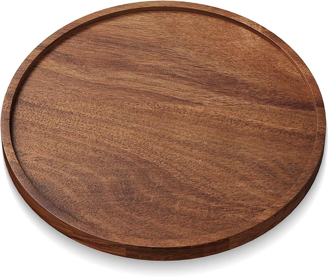 VERTORGAN Acacia Wood Serving Tray,9.8 Inch Decorative Trays Platter for Coffee Table,Living Room,Bar,Party,Mini Charcuterie Boards Cheese Board,Home Decor