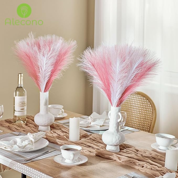 Alecono 𝟴𝟬𝙋𝙘𝙨 Pampas Grass 17in, Pink Decor for Home Decoration, Faux Pampas Grass Wall Decor for Wedding Centerpieces Party Decorations(Blush, Cream, Pink, No Vase)