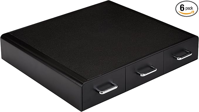 Amazon Basics K-Cup Compatible Coffee Pod Storage Drawer, 3 Easy-Open Drawers, 36 Pod Capacity, Black (Pack of 6)