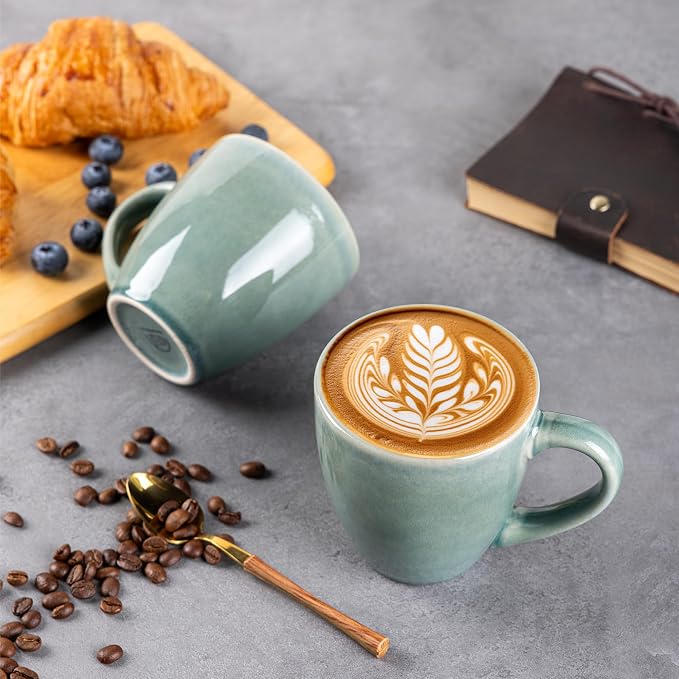 GBhome Ceramic Coffee Mugs Set of 6, 12oz Stoneware Coffee Mugs Set For Dad Mom Women MEN, Light Weight Coffee Cups for Latte/Tea/Beer/Hot Cocoa, Dishwasher & Microwave Safe