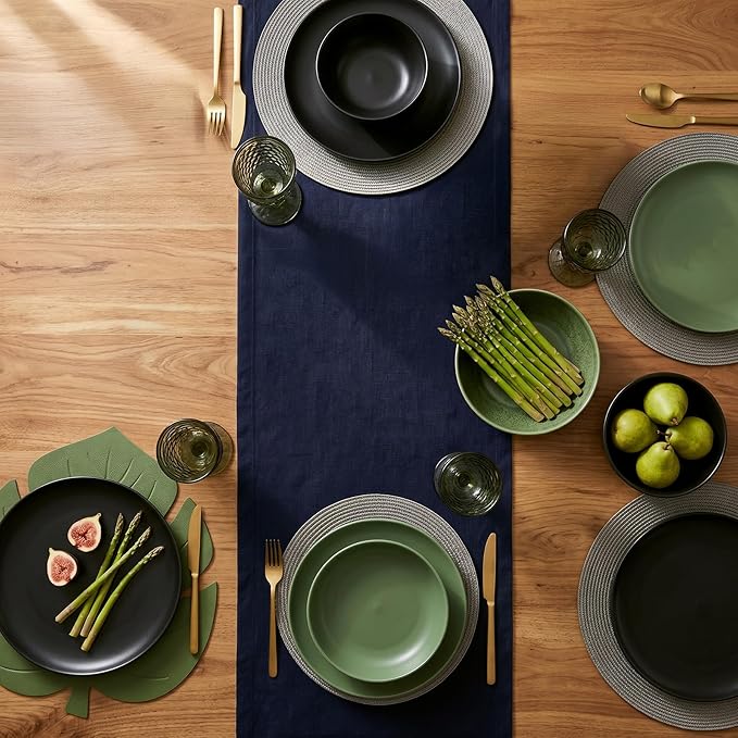Solino Home Linen Navy Blue Table Runner 72 Inches Long - 100% Pure Linen 14 x 72 Inch Table Runner for Dining, Spring, Summer, 4th of July - Fete