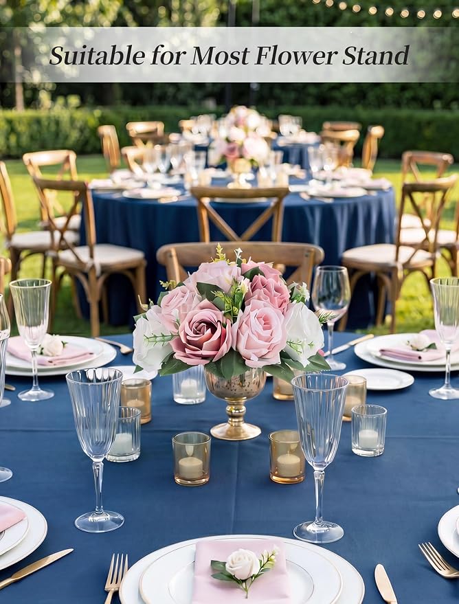 BLOSMON Dusty Rose Flowers Decoration: 2 Pcs Pink Artificial Flowers Balls for Wedding Dinning Table Centerpieces - Fake Silk Kissing Floral Arrangement for Home Party Event