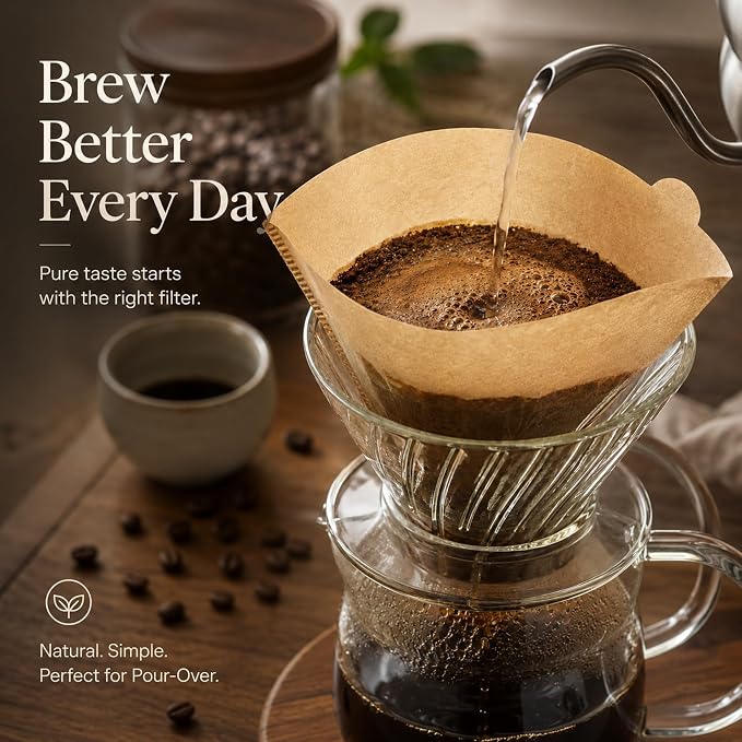 300 Count Coffee Filters #4 Cone Paper Unbleached, Disposable Cone Coffee Filters 8-12 Cup, Number 4 Coffee Paper Filters Fits For Pour Over and Compatible with Drip Coffee Maker