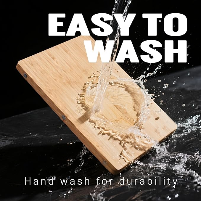 Large Bamboo Cutting Board with Handle – TRULY Non Toxic Glue Free 0.8" Thick Wood Chopping Serving, Pre-Oiled, Kitchen Essential Gift 15.7"x11"/ 40x29cm - Dishwasher Safe [New 2026 Upgrade]
