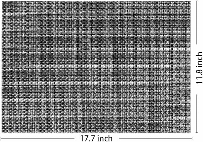 AHHFSMEI Placemats Set of 6 Washable Woven Vinyl Placemats for Dining Table Heat Resistant Non-Slip Stain Resistant Table Mats for Kitchen & Home Decor(Linen Black,6)