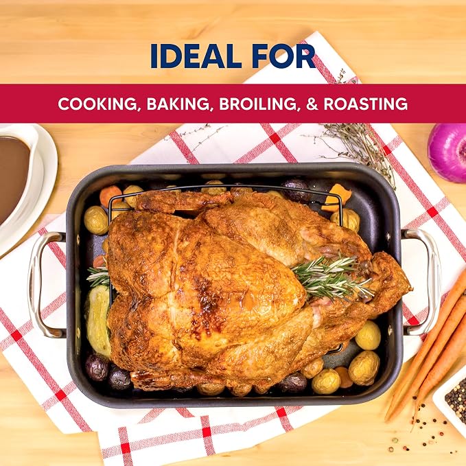 HIC Kitchen Roasting V-Shaped Baking Rack, Nonstick-Coated Steel, Fits Smaller Roasting Pans, 8 x 10.375 x 1.5-Inches