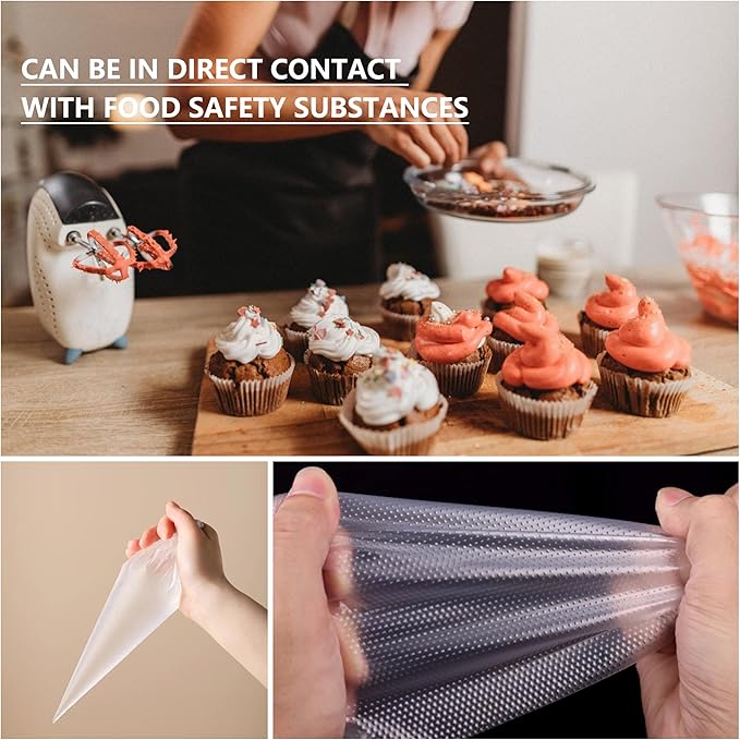Piping Bags,100 Pieces Anti Burst Piping Bags, 12 Inches, Icing Piping Bags, Disposable Cake Decorating Bags, Non-Slip Pastry Bags-Ideal for Cakes,Cream Frosting and Cookie Decorating