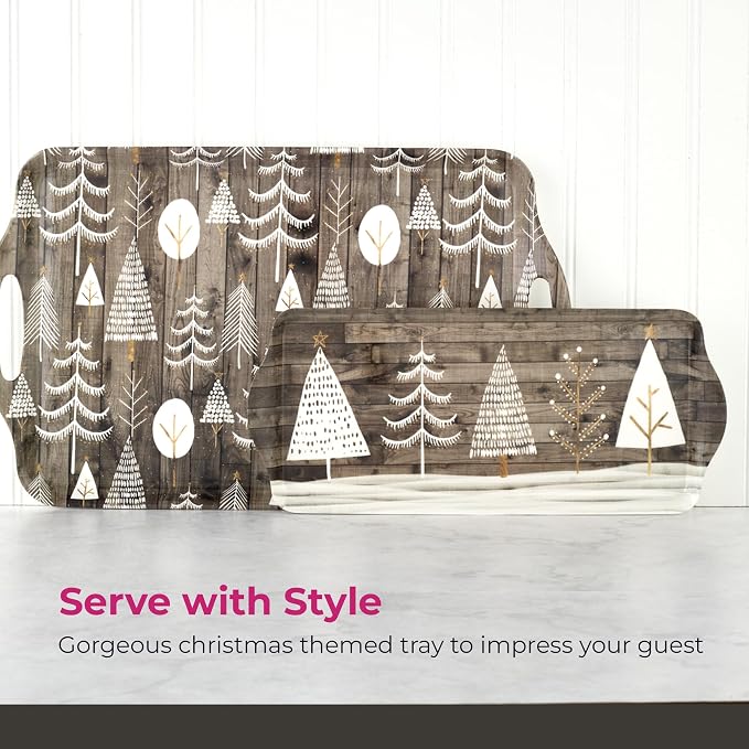 Pimpernel Wooden White Christmas Sandwich Tray - Brown