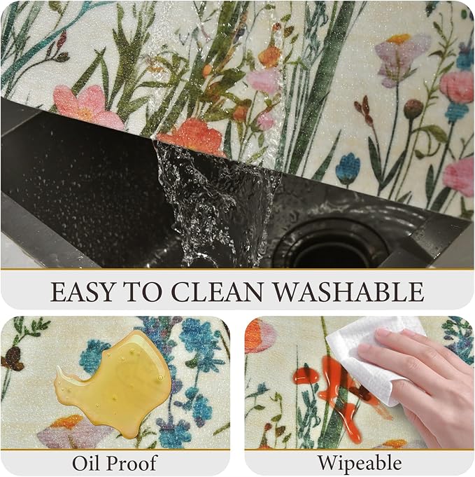 Vinyl Placemats Set of 6-12x17 Inch - Heat Resistant Washable Place Mats Waterproof Non-Slip Wipeable Table Mats for Dining Table Decor, Indoor/Outdoor Plastic Mat