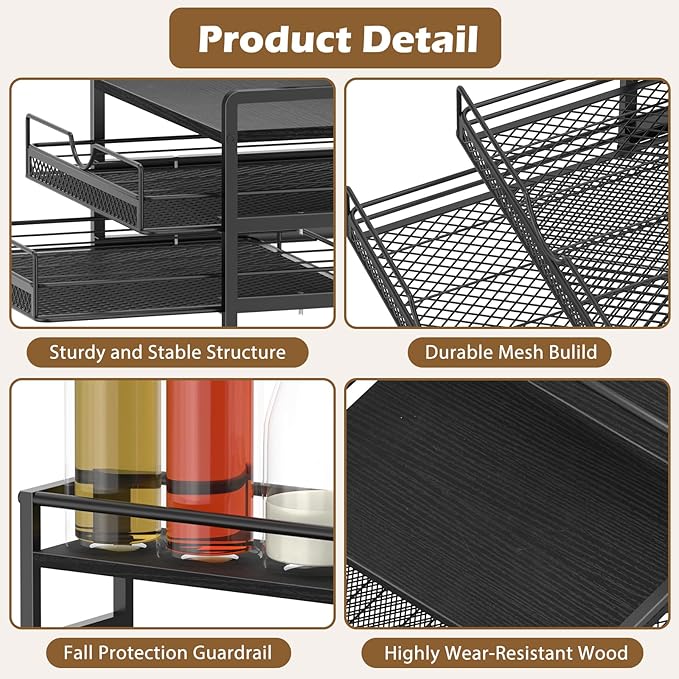 OGEMXU Coffee Bar Organizer, Coffee Pod Organizer,3 Tier Coffee Syrup Rack Organizer,72 K Cup Storage for Counter Storing K Cup,Coffee Syrups, Coffee Makers and Other Coffee Supplies-Black