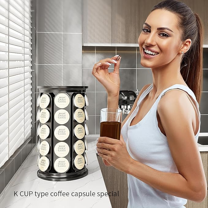 SAVORI Coffee Pod Storage Carousel Holder Organizer Compatible with 40 Keurig K-Cup Pods (Black)