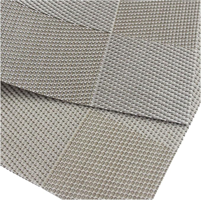 PIGCHCY Placemats Heat-Resistant Non-Slip Table Mats Washable Easy to Clean Woven Vinyl Placemats for Dining Table(Set of 4, Grey)