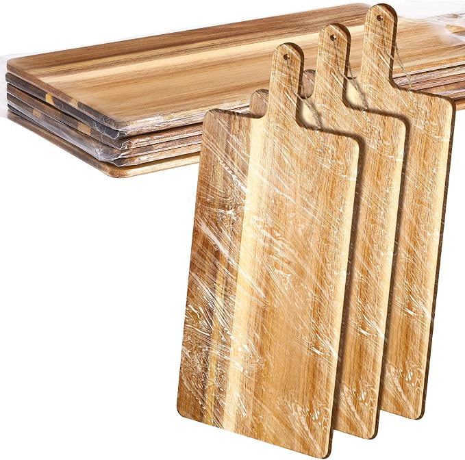 Patelai 6 Pcs Cutting Board Set with Handles 21.5 x 8.75 Inch Laser Engraving Wooden Charcuterie Kitchen Plain Serving Chopping Board Bulk for DIY Housewarming