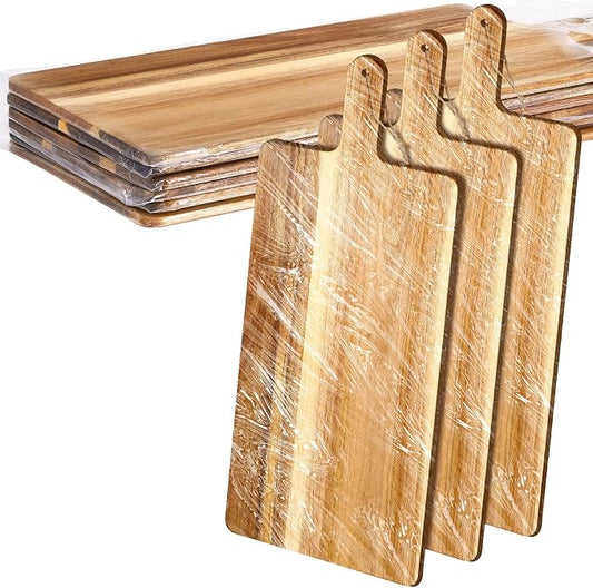 Patelai 6 Pcs Cutting Board Set with Handles 21.5 x 8.75 Inch Laser Engraving Wooden Charcuterie Kitchen Plain Serving Chopping Board Bulk for DIY Housewarming