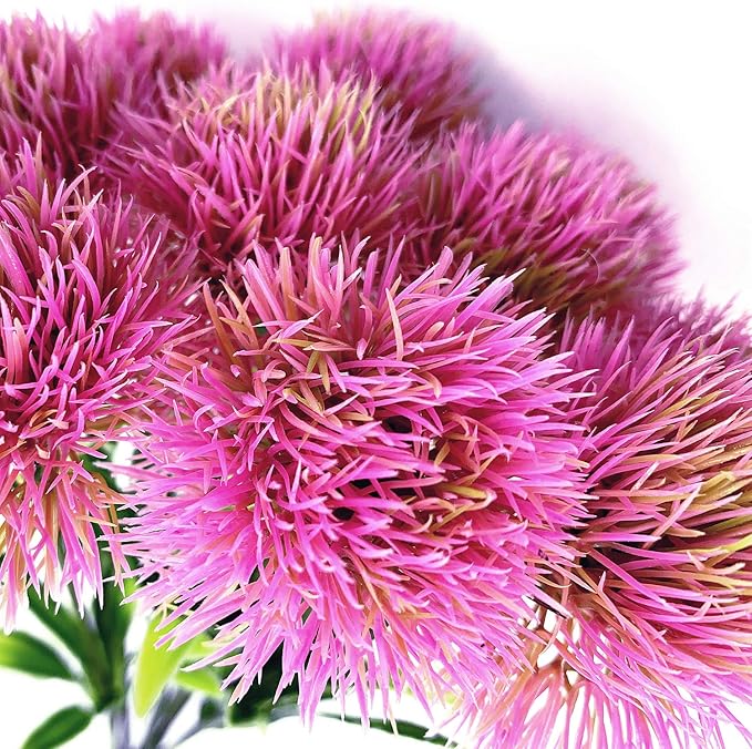 CATTREE Artificial Dandelion Flowers, Plastic Plants Shrubs Bushes Fake Grass Wedding Indoor Outdoor Home Garden Verandah Centerpieces Arrangements Party Decoration Planting Filler - Pink 10 Pcs