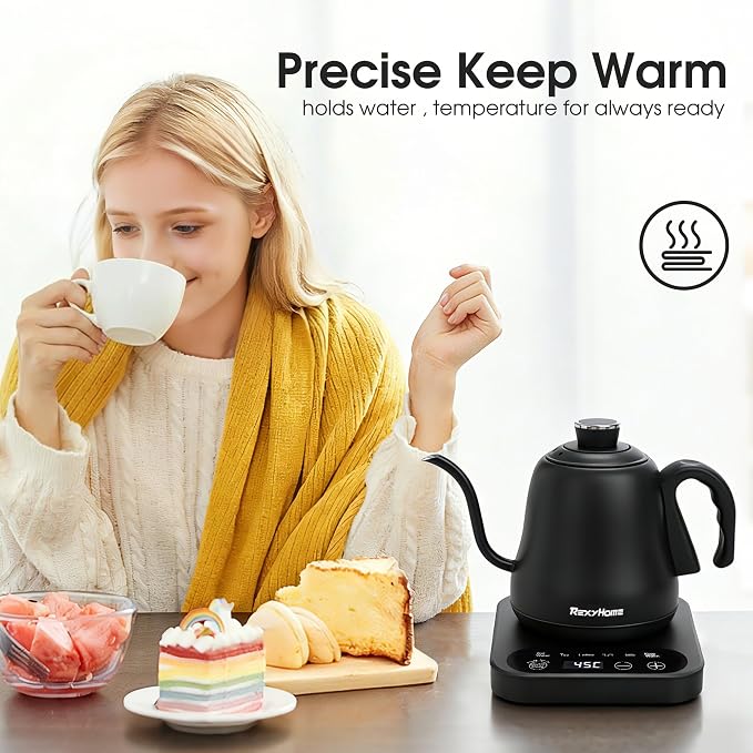 Gooseneck Electric Kettle Temperature Control: ±1℉ Precise Target | 316L Stainless Steel Electric Kettles for Boiling Water, Pour Over Coffee & Brew Tea, 1000W Quick Heating, 2h Keep Warm, 0.8L