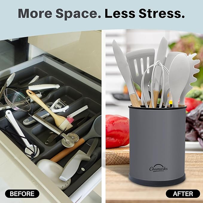Kitchen Utensil Holder and Countertop Organizer. (Gray)