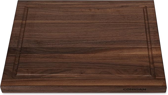 CONSDAN Walnut Cutting Board for Kitchen, USA Grown Hardwood, 16 x 12, with Invisible Inner Handle, Prefinished with Food-Grade Oil, Suitable for Kitchen Edge Grain, 1" Thick