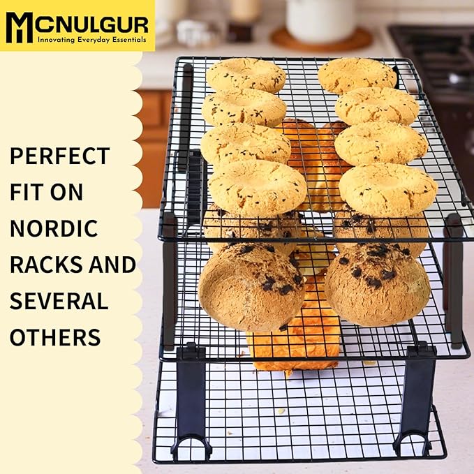 Wire Rack Stacker, Pack of 4 - Organize Your Baking with Space-Saving Ease (Black, Medium)