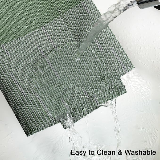 Placemats Set of 8, Vinyl Woven Place Mats Indoor Set of 8 Washable Wipeable PVC Table Mats Heat-Resistant Non Slip Placemat for Kitchen Dining Outdoor Table (Gray Sage Green, Set of 8)