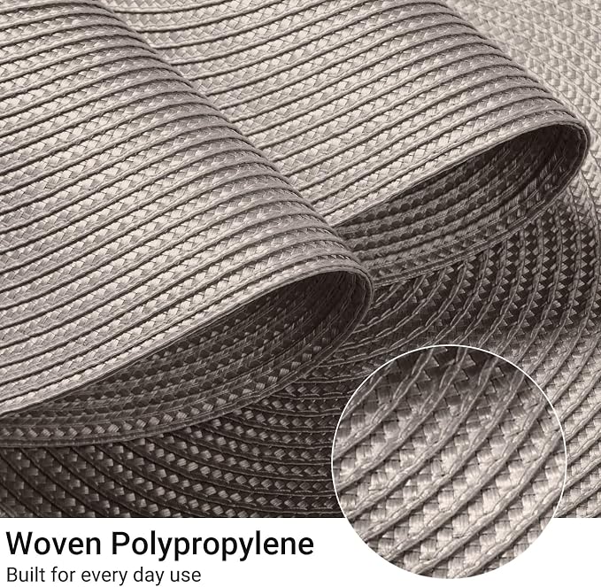 FunWheat Round Braided Placemats Set of 4 Table Mats for Dining Tables Woven Washable Non-Slip Place mats 15 inch(Taupe, 4pcs)