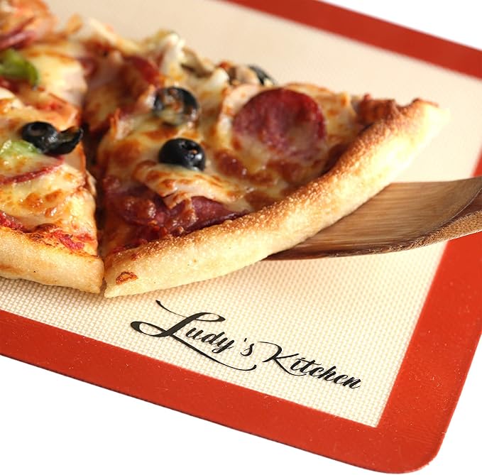 Silicone Baking Mat, 3-Pc Set by Ludy's Kitchen - Replaces Parchment Paper - Professional Grade Bakeware - Non-Stick, Durable, & Reusable Sheet Pan Liners - Great Gift Ideas