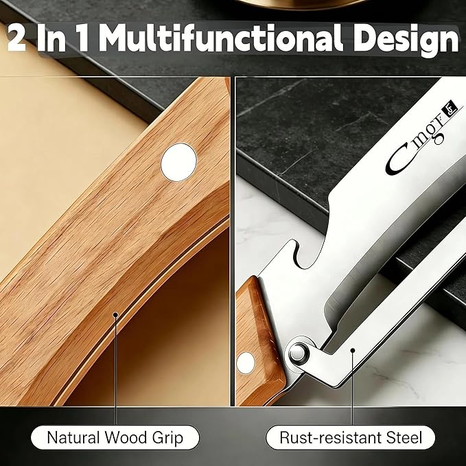 Multifunctional Vegetable Peeler, Stainless Steel Wooden Handle 2 in 1 with Bottle Opener for Kitchen Fruit Potato Apple Carrot