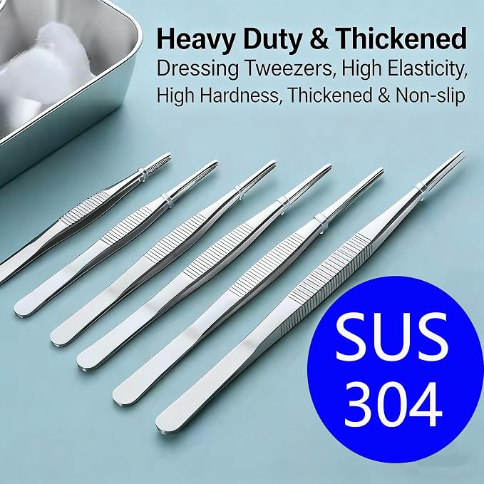 8In SUS304 Straight Tweezers Tongs, Stainless Steel Cooking Tweezers Dishwasher Safe for Grilling, Baking (8In SUS304 Straight Tweezers)