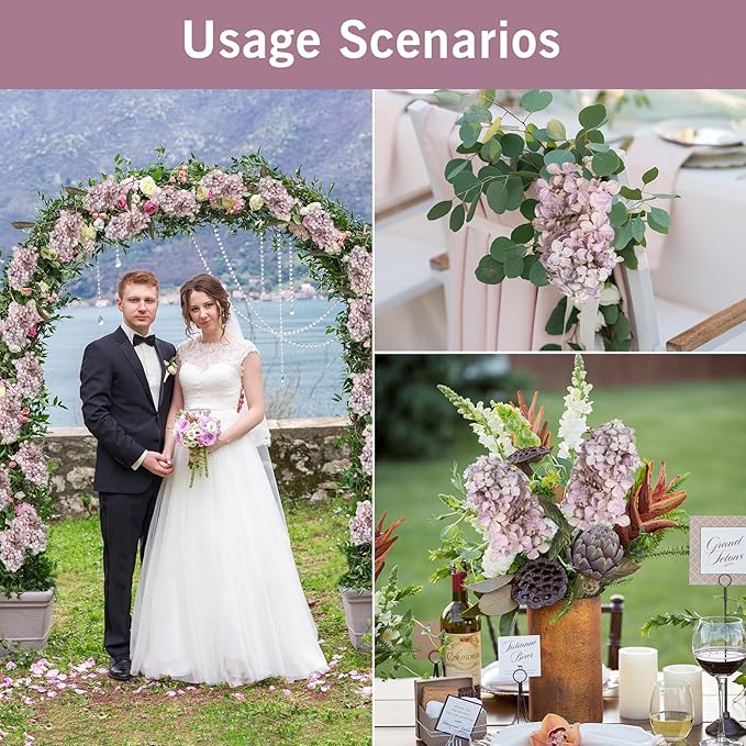 Ttranewsoo Fake Hydrangea Silk Flowers with Stems,Faux Hydrangea Artificial Flowers Purple for Home Wedding,Dried Hydrangea Artificial Flowers Bouquet Vase Decor 24"（Light Purple ） 8pcs No Vase