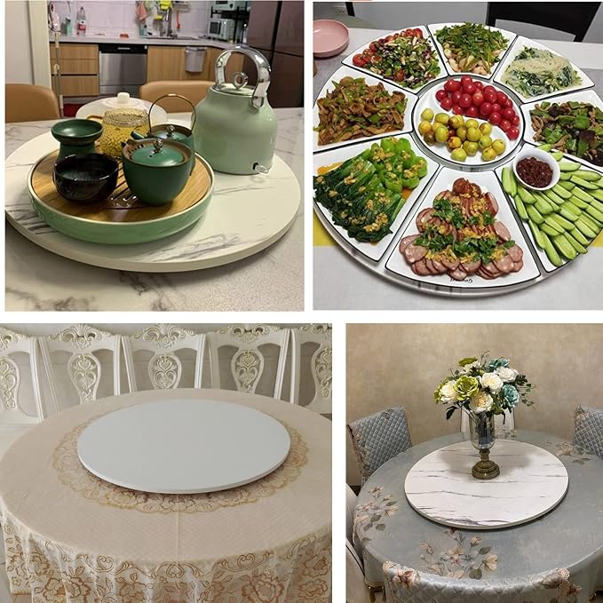 Kitchen Lazy Susan Large Wood Turntable For Round Table - Swivel Serving Tray - 360 ° Flexible Rotation For Easy Share All Foods, One Piece With Bearing, No Need To Install (Color : Red-brown, Size