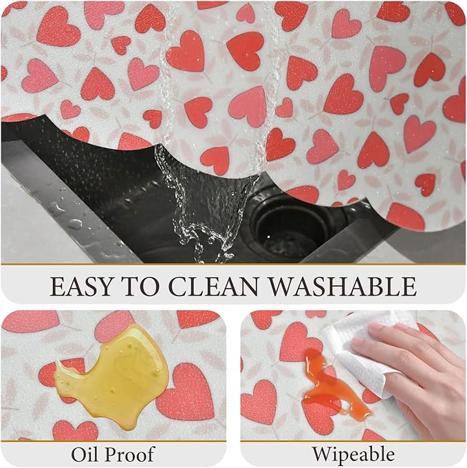 Vinyl Placemats Set of 4-12x17 Inch - Heat Resistant Washable Place Mats Waterproof Non-Slip Wipeable Table Mats for Dining Table Decor, Indoor/Outdoor Plastic Love Mat.