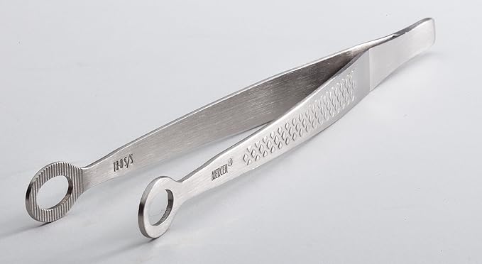 Mercer Culinary 18-8 Stainless Steel Precision Plus Tong, Flat Oval End, 6 1-8 Inch
