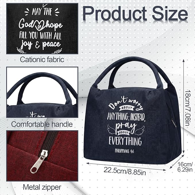 12 Pcs Christian Lunch Bags Bulk First Communion Favors Religious for Mom Church Gifts Bulk Reusable Lunch Boxes for Women Men Mom Teacher Staff