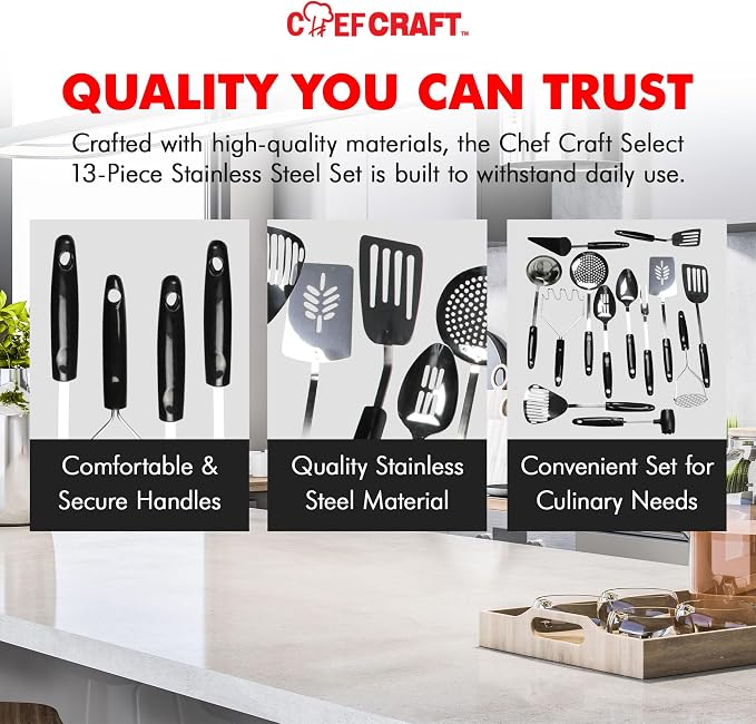 Chef Craft 13 Piece Select Stainless Steel Kitchen Tool Set