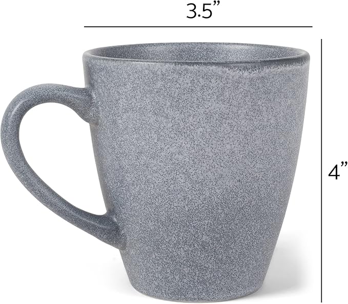 Elanze Designs Sophisticated Modern Chic Smooth Ceramic Stoneware Dinnerware Mugs Cups Set of 4 - Slate Grey