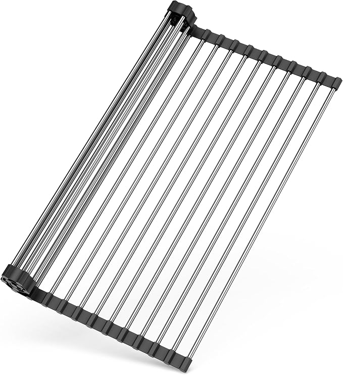 Dish Drying Rack, Roll Up Dish Drying Rack Over The Sink, 17" x 15.7", Dish Racks for Kitchen Counter, Black