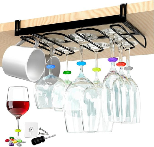 KitchenKlip® Wine Glass Rack – Hanging Under Cabinet Stemware Holder | FINAL SALE – 42% OFF – Limited Stock