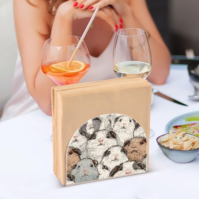 Fustylead Cute Guinea Pig Lovely Animal Napkin Holder for Table Acrylic Vertical Napkin Holders for Paper Napkins Decor Napkin Dispenser for Home Party Dining Cocktail Kitchen Accessories, 2 PC