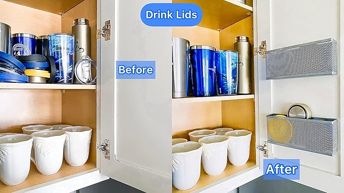 Slim Caddy ORIGINAL Cabinet Door Organizer | Optimize Your Cabinet Space | Kitchen Plastic Lids Organizer, Bathroom Accessories, Under Sink Organizer, and More | 2 PK, 8”L x 3.5”H x 1.8”D each