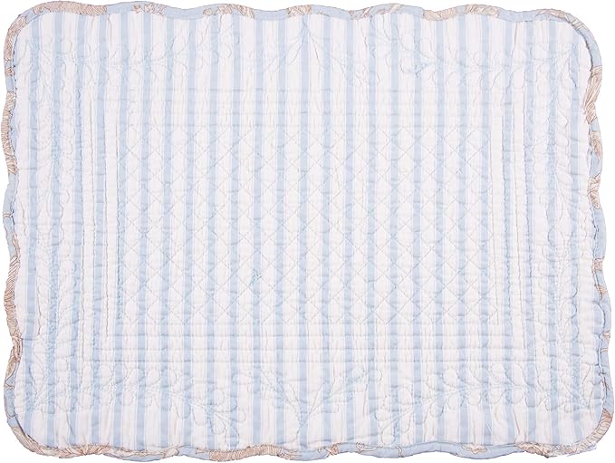 C&F Home Penelope Blue Cream White Floral 100% Cotton Set of 6 Placemats 13" x 19" Versatile Spring Springtime Summer Home Kitchen Dining Dinner Tabletop Reversible Machine Wash Decor Decoration