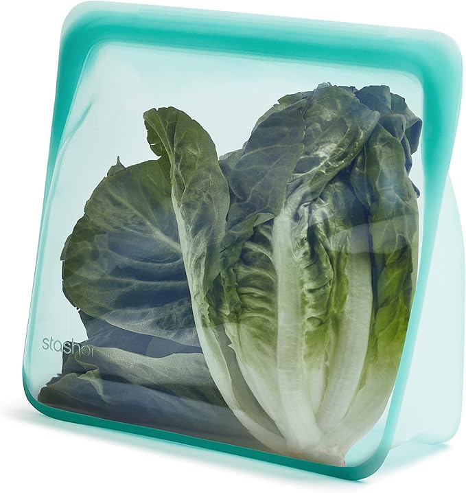 Stasher Silicone Reusable Storage Bag, Stand-Up Mega Bag, Reusable Freezer Bags, Microwave, Dishwasher, Oven Safe, Sous Vide, Premium Lunch Container, Eco Friendly, Food Storage Bags, 104 oz, Aqua | Reusable Food Bag