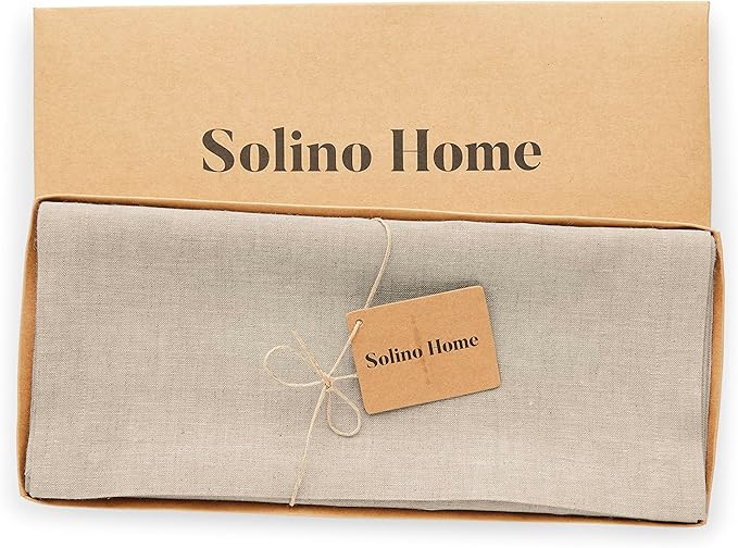 Solino Home Linen Light Natural Table Runner 120 Inches Long - 100% Pure Linen Dining Table Runner 14 x 120 Inch for Spring, Summer - Diana Medium Weight