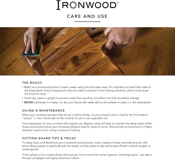 Ironwood Gourmet Large End Grain Prep Station Acacia Wood Cutting Board, 14 x 20-Inch, Brown
