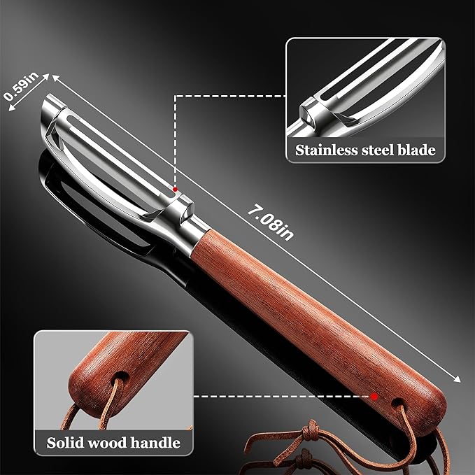 Vegetable Peeler, Premium I-Shape Potato Peeler, Stainless Steel Multifunctional Kitchen Peeler Real Wood Handle Ultra Sharp Blade Vegetable, Potato, Fruit