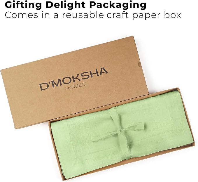 Classic Linen™ by D'Moksha Sage Green Table Runner 60 Inches, 100% Pure Linen, Coffee Table Runner, 14 x 60 Inch for Dresser Tables- Summer, Father's Day