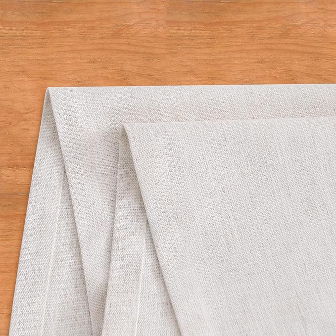Wracra Linen Style Table Runner, Rustic Farmhouse Off White Table Runners 90 Inches Long, Handcrafted Table Runner for Fall, Winter - Everyday Use and Machine Washable