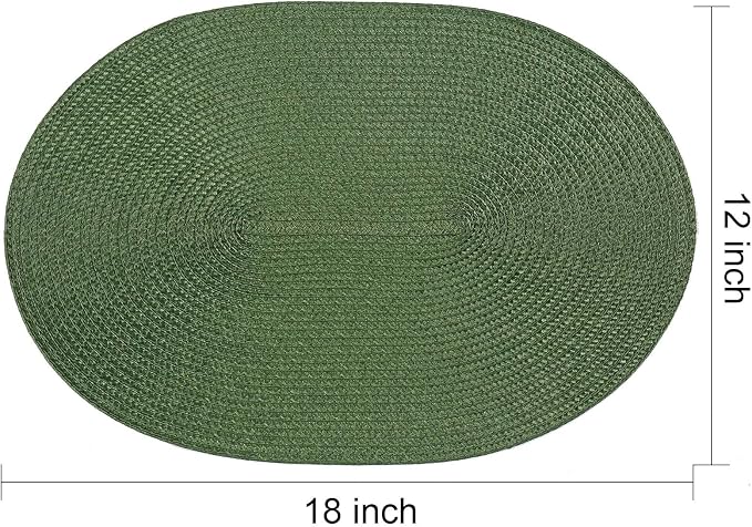 AHHFSMEI Placemats Set of 4 for Dining Table Washable Woven Non-Slip 18x12 inches Placemat Heat-Resistant Durable Table Mats for Dining Table Easy to Clean (Oval Green, 4)