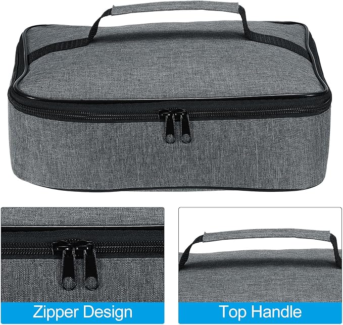 PATIKIL 11"x8.7"x2.8" Insulated Lunch Bag, Waterproof Lunch Box with Handle Lunch Tote Bag Portable Food Storage for Office Work Outdoor Picnic, Grey Black
