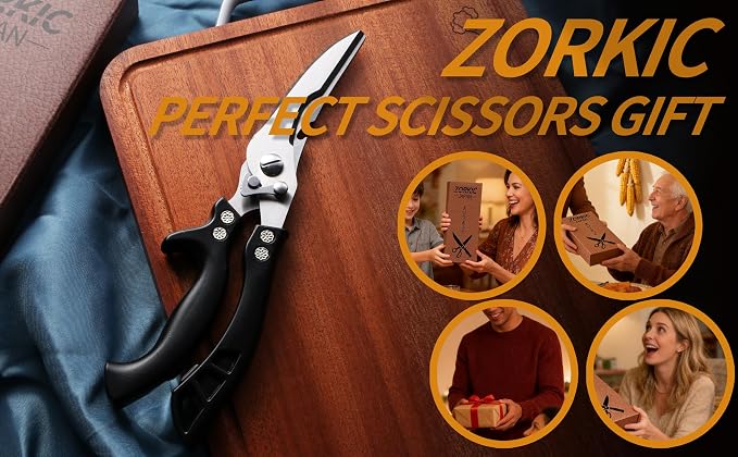 Kitchen Scissors Poultry Shears Heavy Duty Black, Dishwasher Safe Japan Kitchen Shear for Food Chicken Scissor, Fish, Meat Cutting Scissors Cooking Shears Gifts for Men Women
